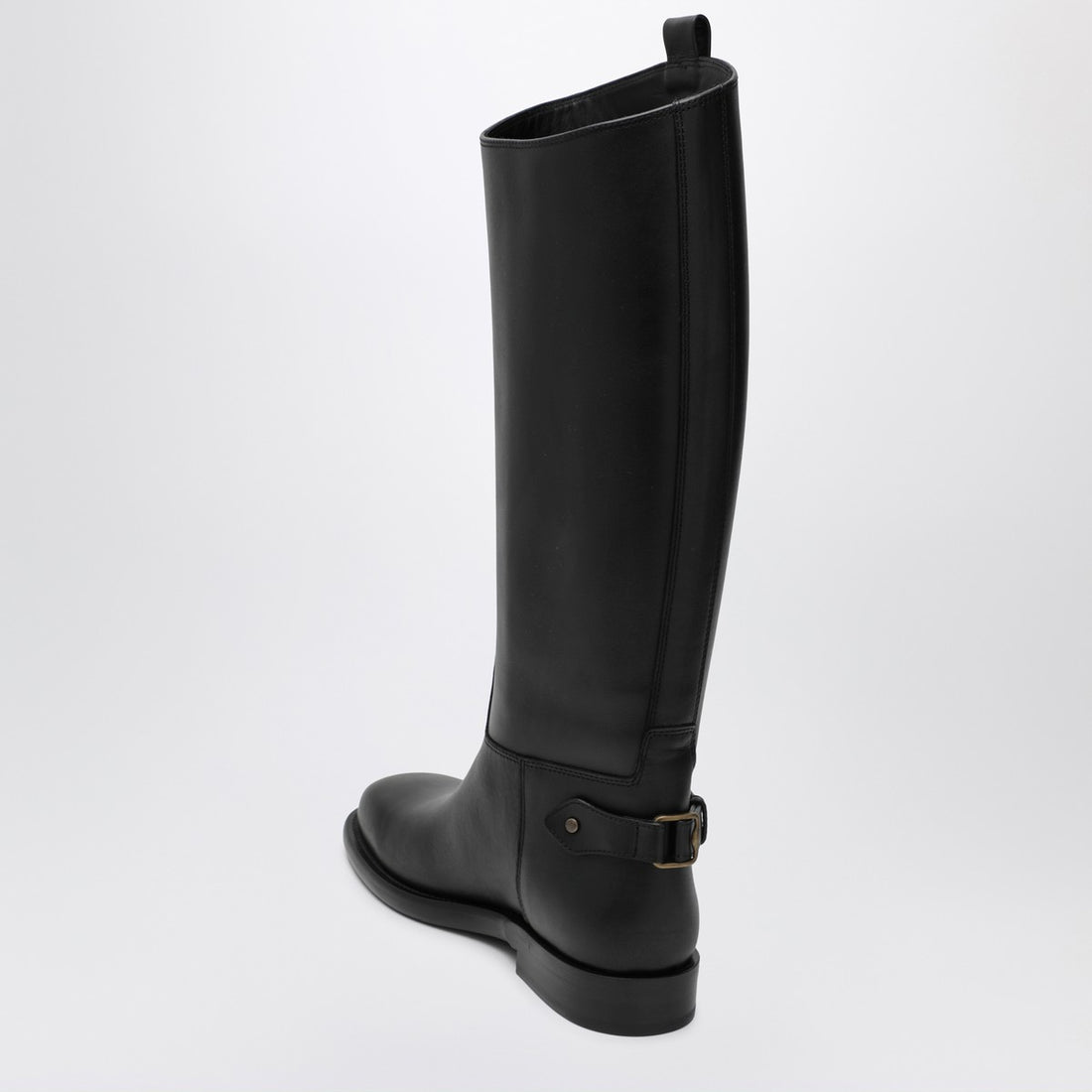 Burberry Black Knee-High Calfskin Cavalier Boots Black