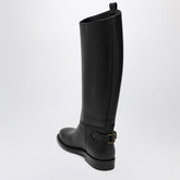 Burberry Black Knee-High Calfskin Cavalier Boots Black