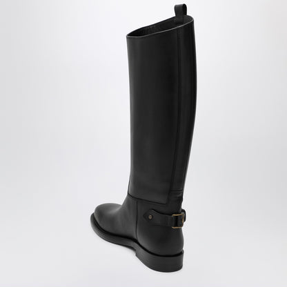 Burberry Black Knee-High Calfskin Cavalier Boots Black