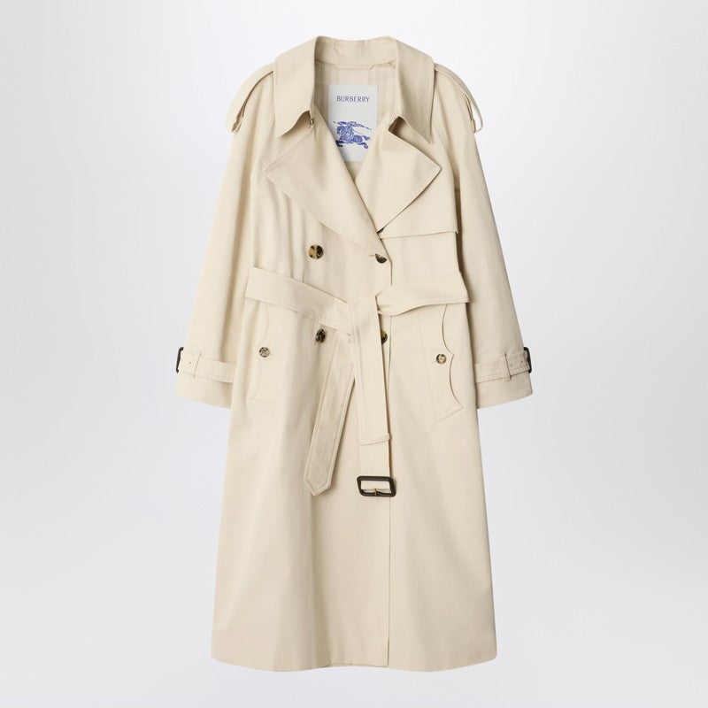 Burberry Light Beige Cotton Double-Breasted Trench Coat Beige