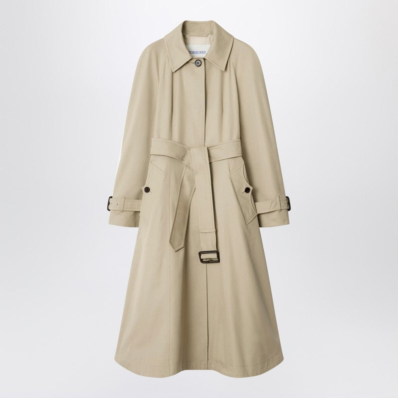 Burberry Long Gabardine Ellingham Car Coat in Beige beige