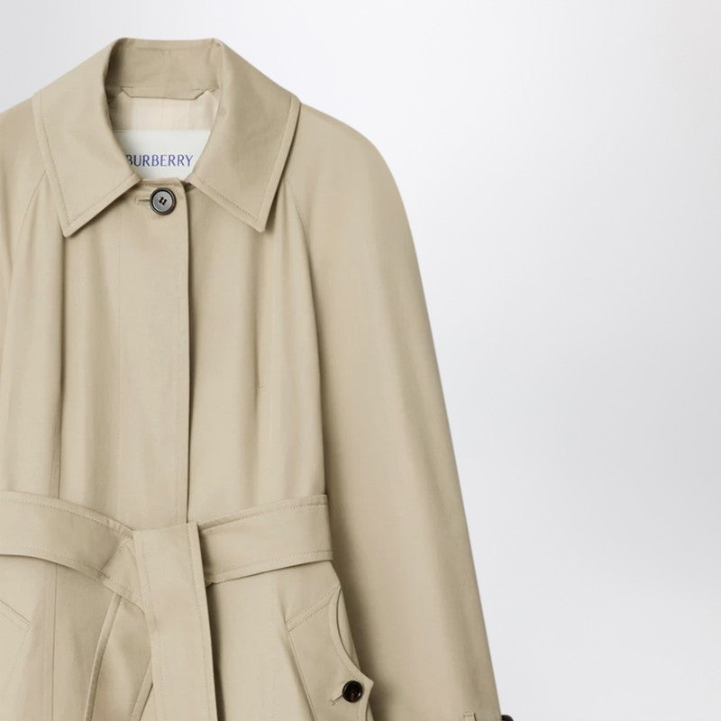 Burberry Long Gabardine Ellingham Car Coat in Beige beige