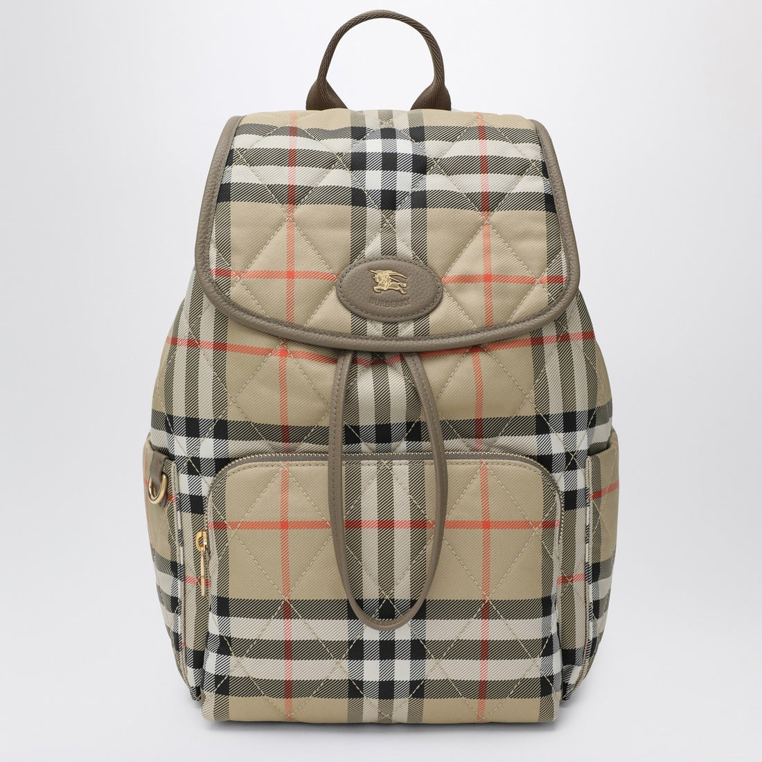 Burberry Check Quilted Nylon Horseshoe Backpack Beige
