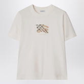 Burberry White Cotton Jersey T-shirt With Equestrian Knight Embroidery White