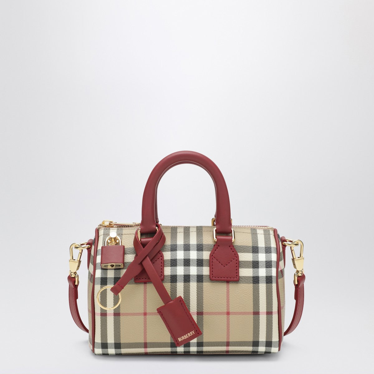 burberry mini check bowling bag beige