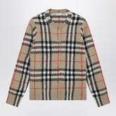 Burberry Check Cashmere and Wool Cardigan Beige