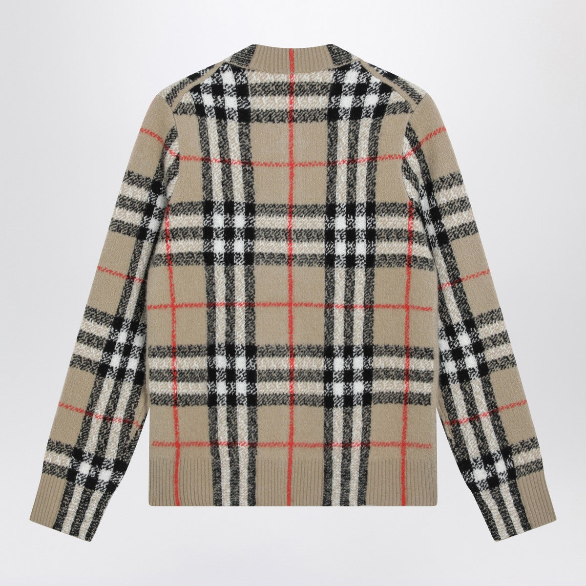Burberry Check Cashmere and Wool Cardigan Beige