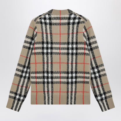 Burberry Check Cashmere and Wool Cardigan Beige
