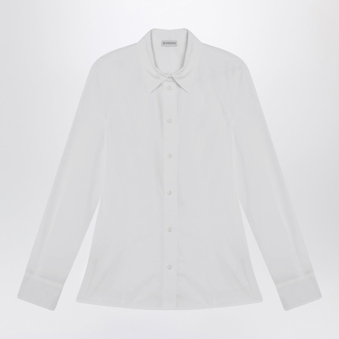 Burberry White Slim-Fit Cotton Shirt with Check Collar and Cuffs White