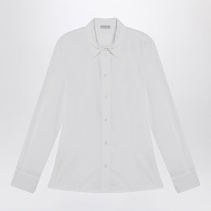 Burberry White Slim-Fit Cotton Shirt with Check Collar and Cuffs White