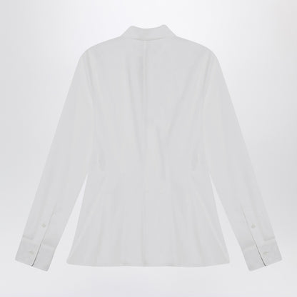 Burberry White Slim-Fit Cotton Shirt with Check Collar and Cuffs White