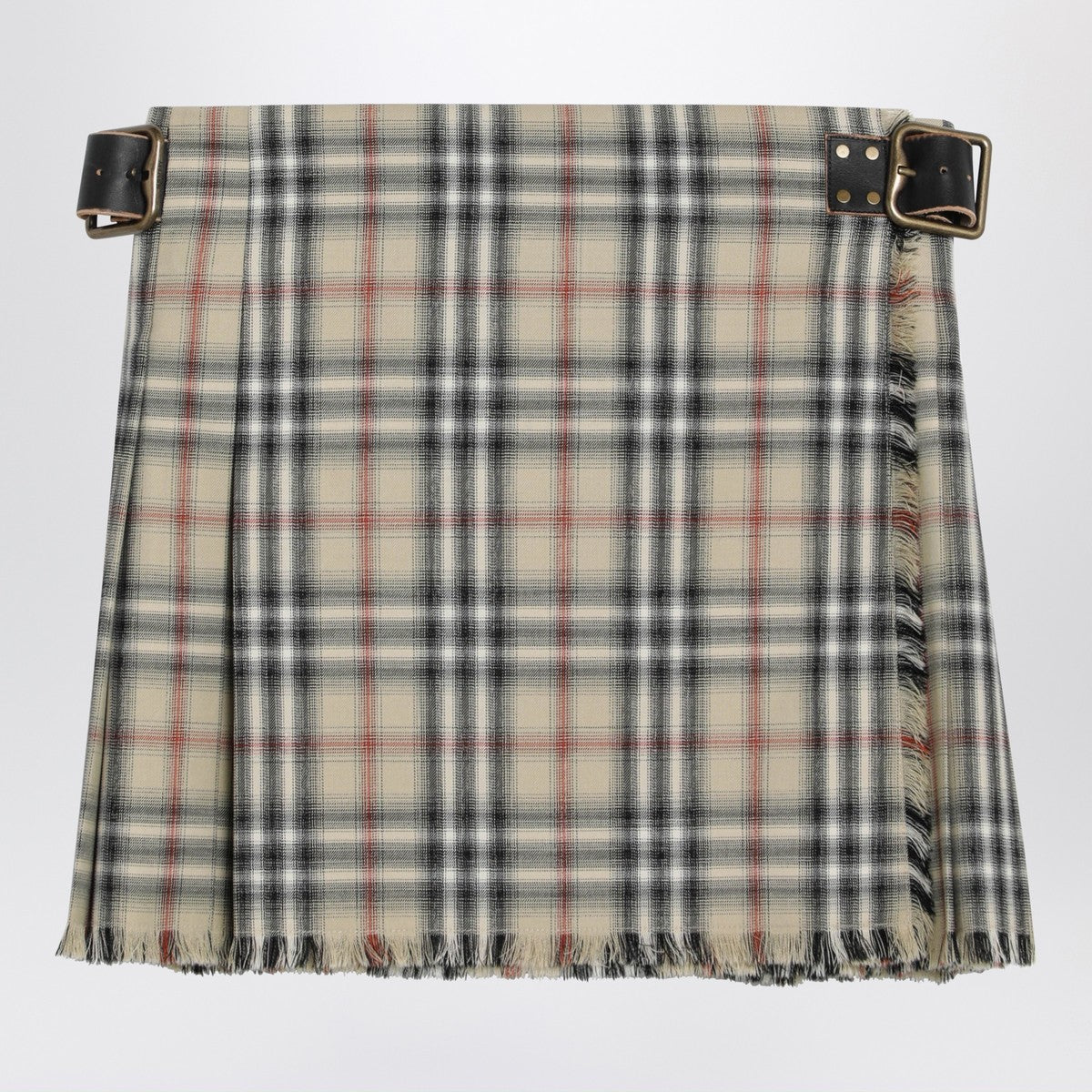 Burberry Wool Mini Kilt Check Beige