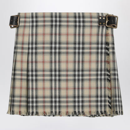 Burberry Wool Mini Kilt Check Beige
