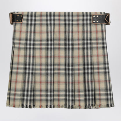 Burberry Wool Mini Kilt Check Beige