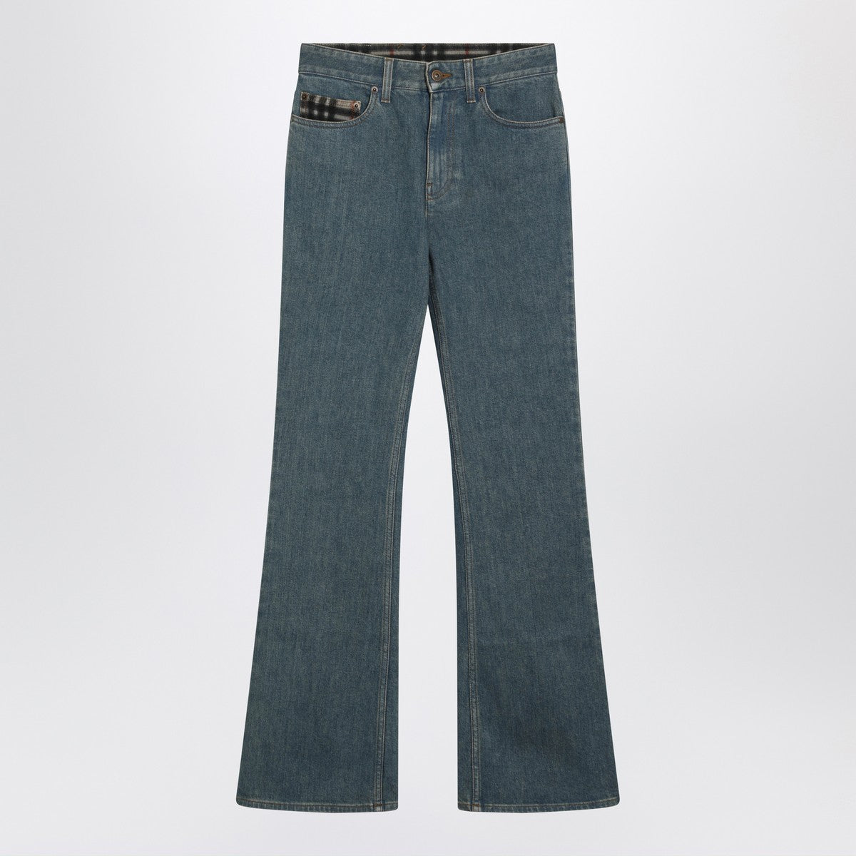 Burberry Mid-blue Check Pocket Jeans Blue