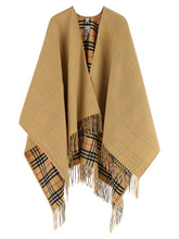 Burberry Check Wool Reversible Cape Beige