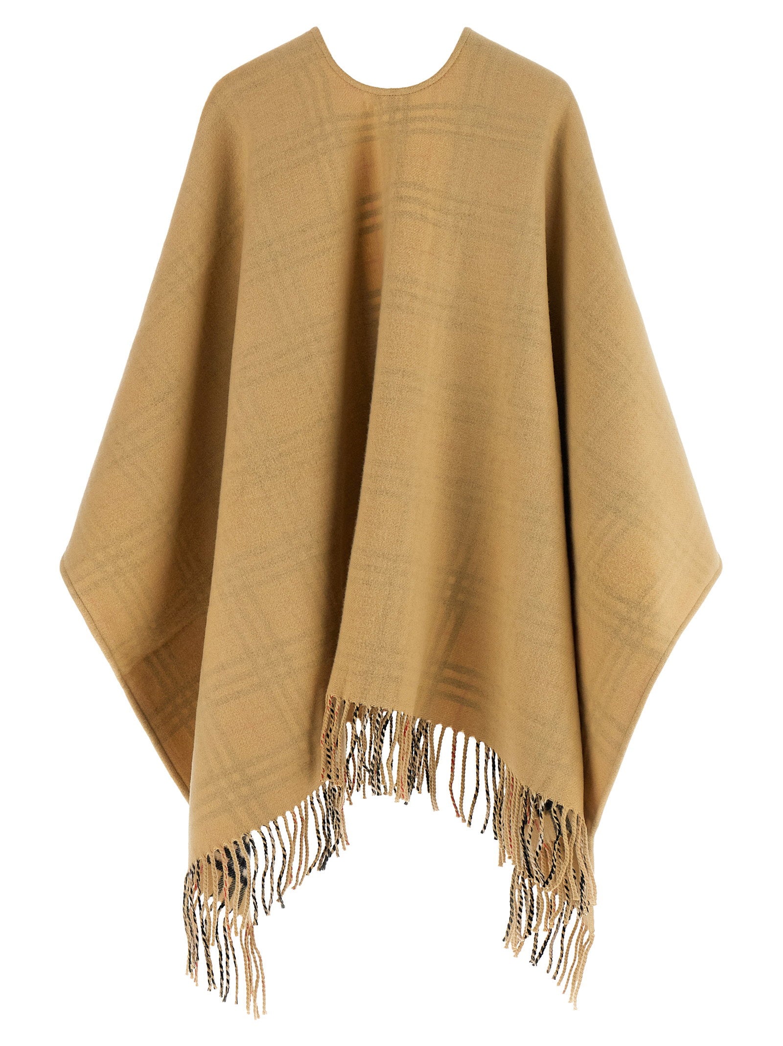 Burberry Check Wool Reversible Cape Beige