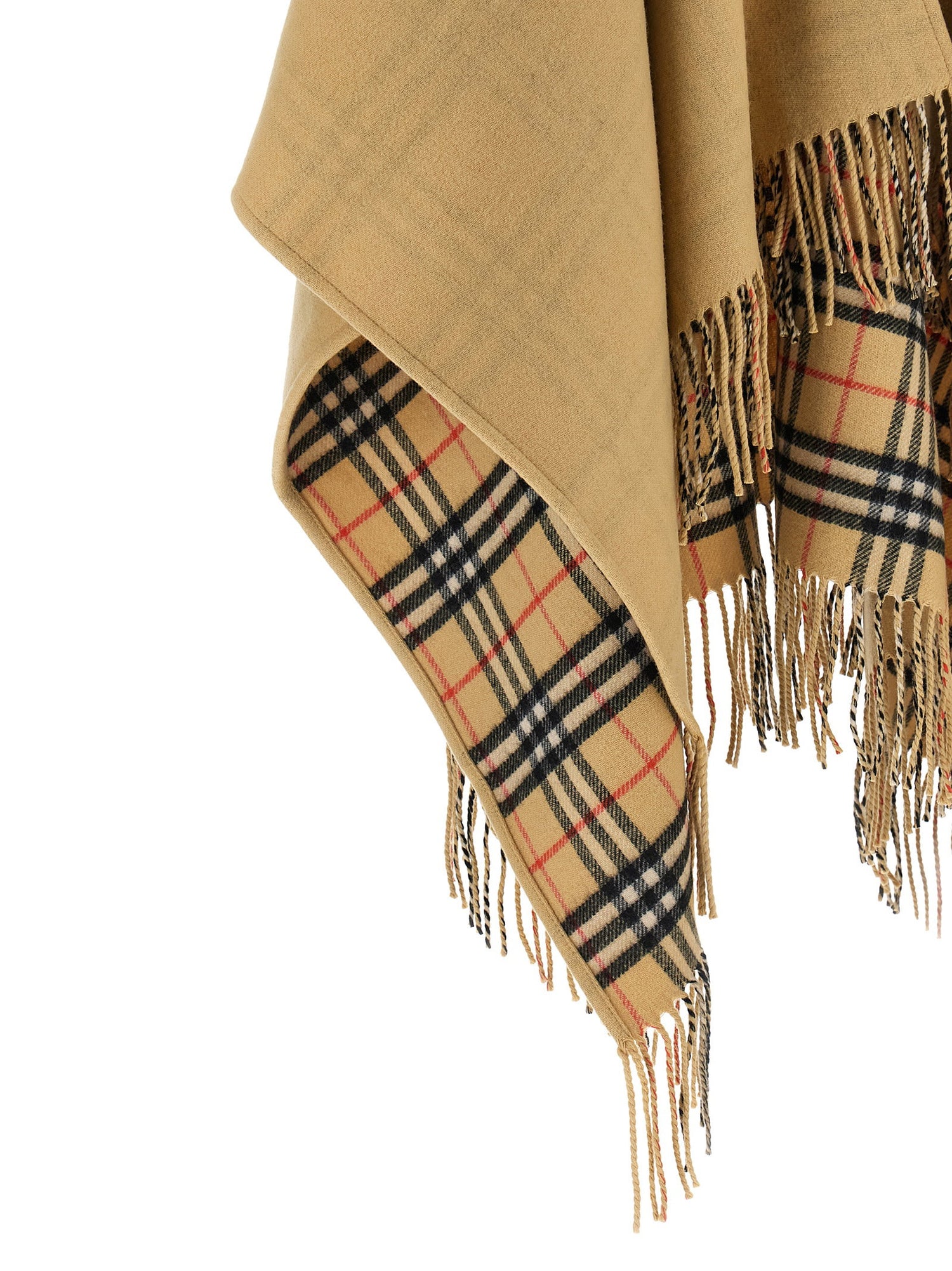 Burberry Check Wool Reversible Cape Beige