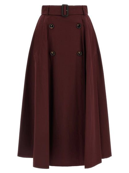 Burberry Gabardine Trench Coat Skirt Bordeaux