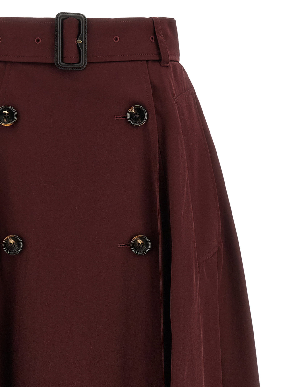 Burberry Gabardine Trench Coat Skirt Bordeaux