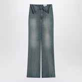Alexander Mcqueen Flared Turn-Up Waist Jeans in Indigo Blue