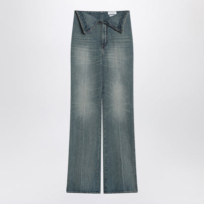Alexander Mcqueen Flared Turn-Up Waist Jeans in Indigo Blue