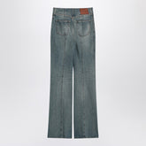Alexander Mcqueen Flared Turn-Up Waist Jeans in Indigo Blue