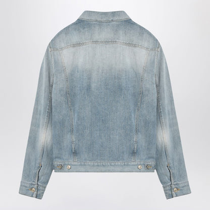 Balenciaga Light Blue Faded Denim Jacket with Classic Lapels Light blue