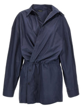 Balenciaga Stile Camicia Mini Dress Blue