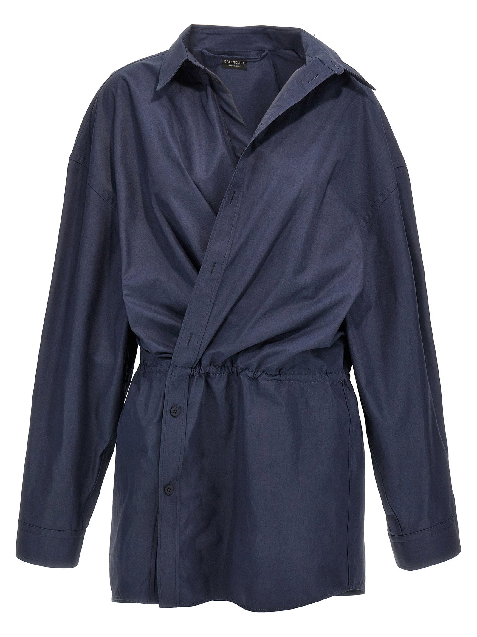 Balenciaga Stile Camicia Mini Dress Blue