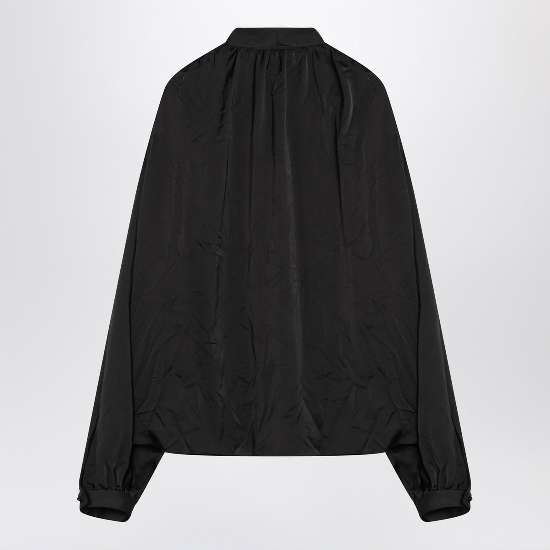 Balenciaga Satin Bow-Collar Blouse Black Black