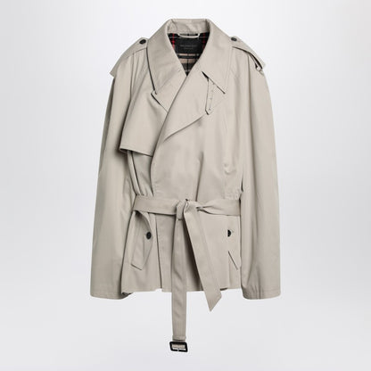 Balenciaga Beige Cropped Cotton-Twill Trench Coat Beige