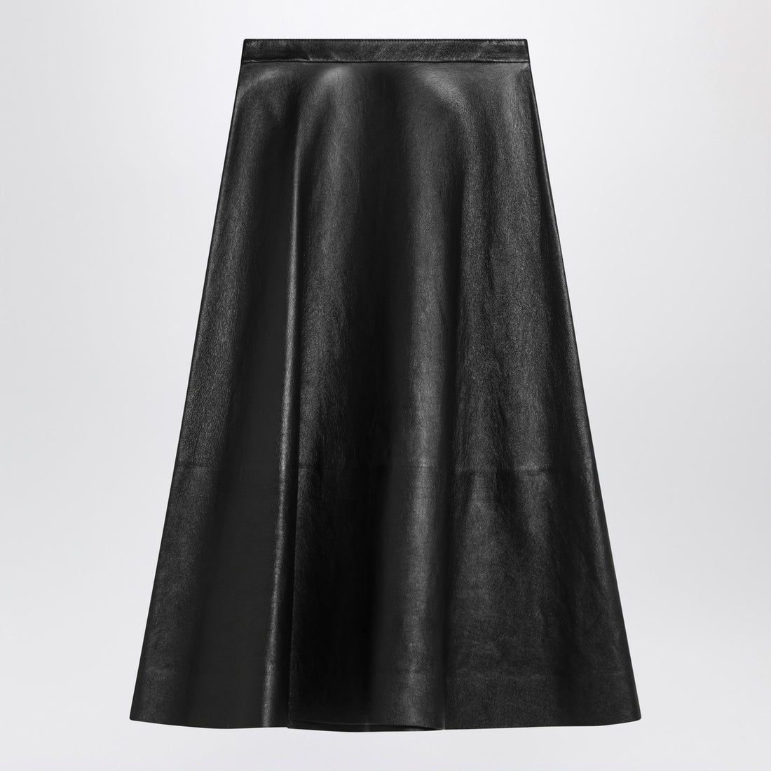 Balenciaga Black Flared Leather Skirt Black