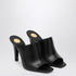 Saint Laurent Black Leather Jill Square-Toe Mules with Cassandre Heel Black