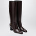 Saint Laurent Bordeaux Leather Julia Heeled Boots Red
