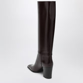 Saint Laurent Bordeaux Leather Julia Heeled Boots Red