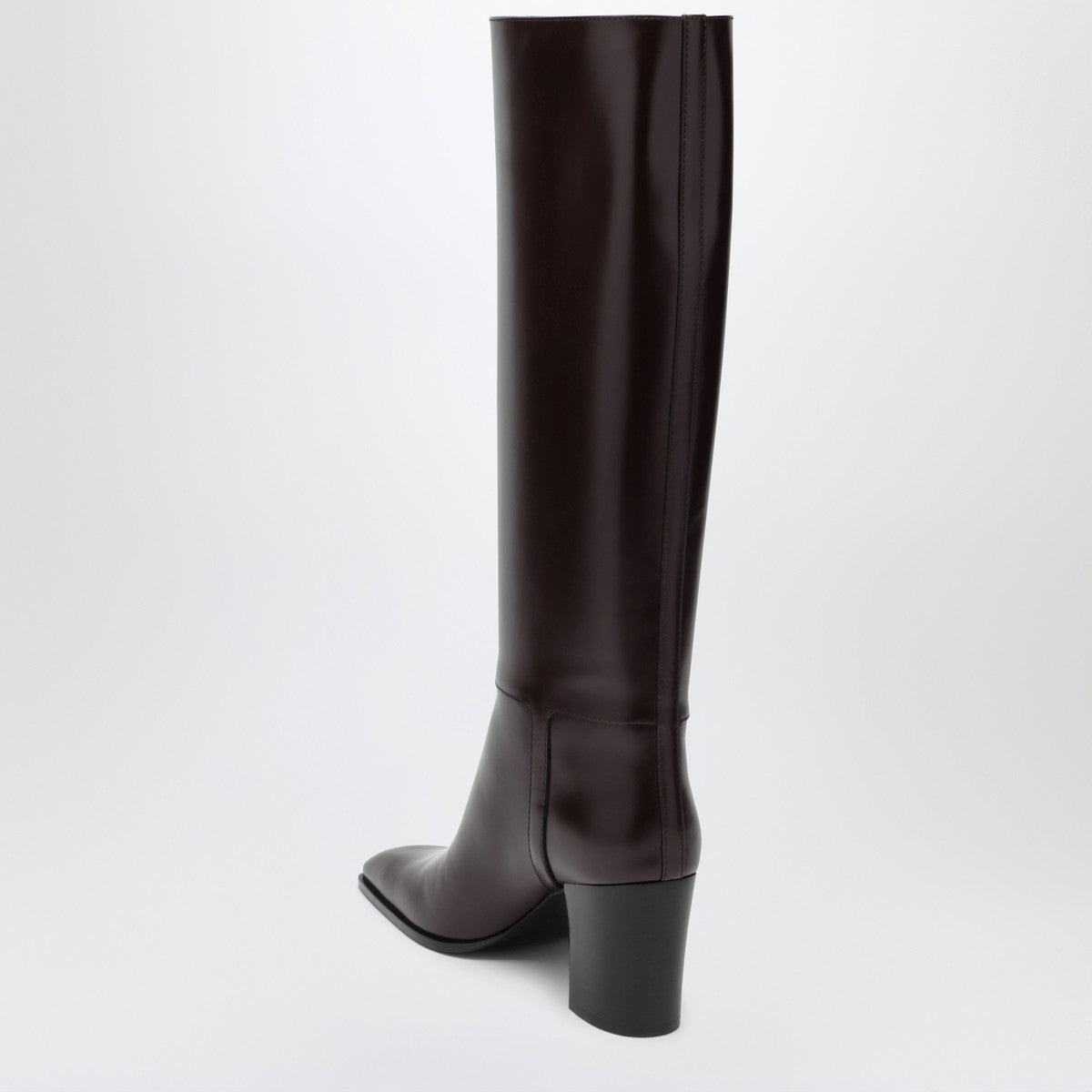 Saint Laurent Bordeaux Leather Julia Heeled Boots Red
