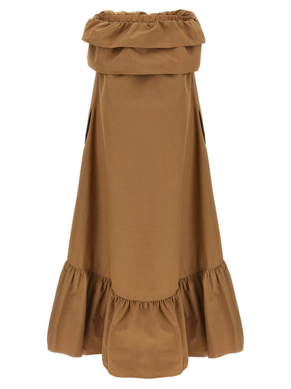 Saint Laurent Flounce Dress Brown