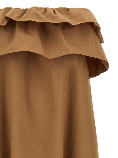Saint Laurent Flounce Dress Brown