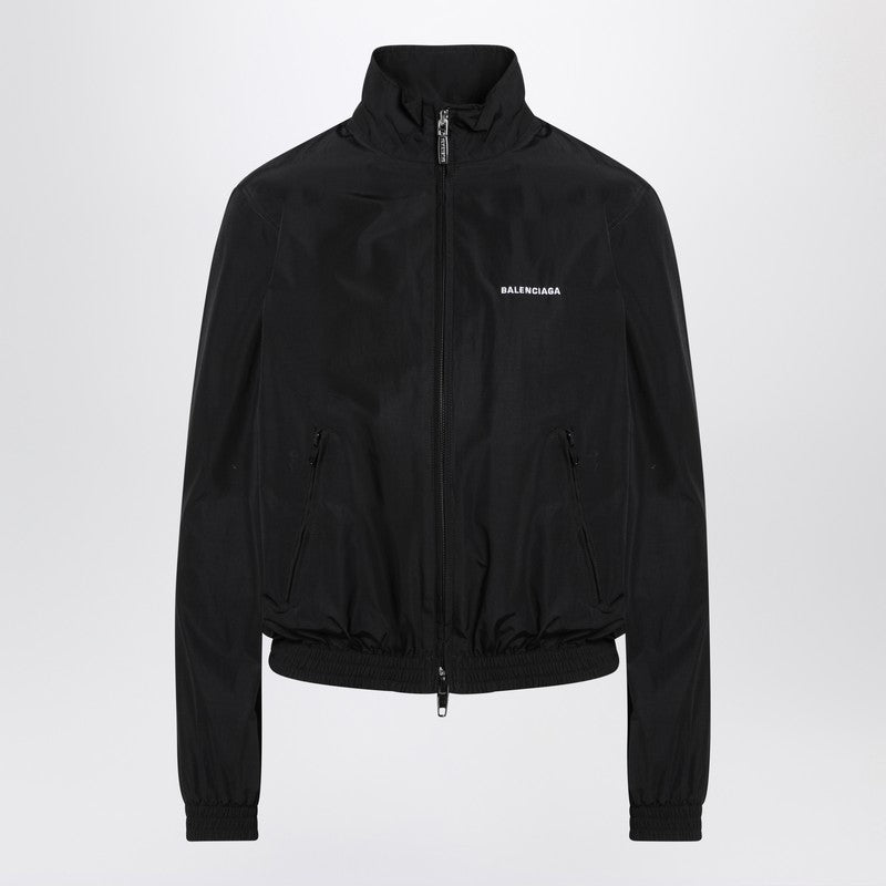 Balenciaga Black logo zip bomber jacket Black