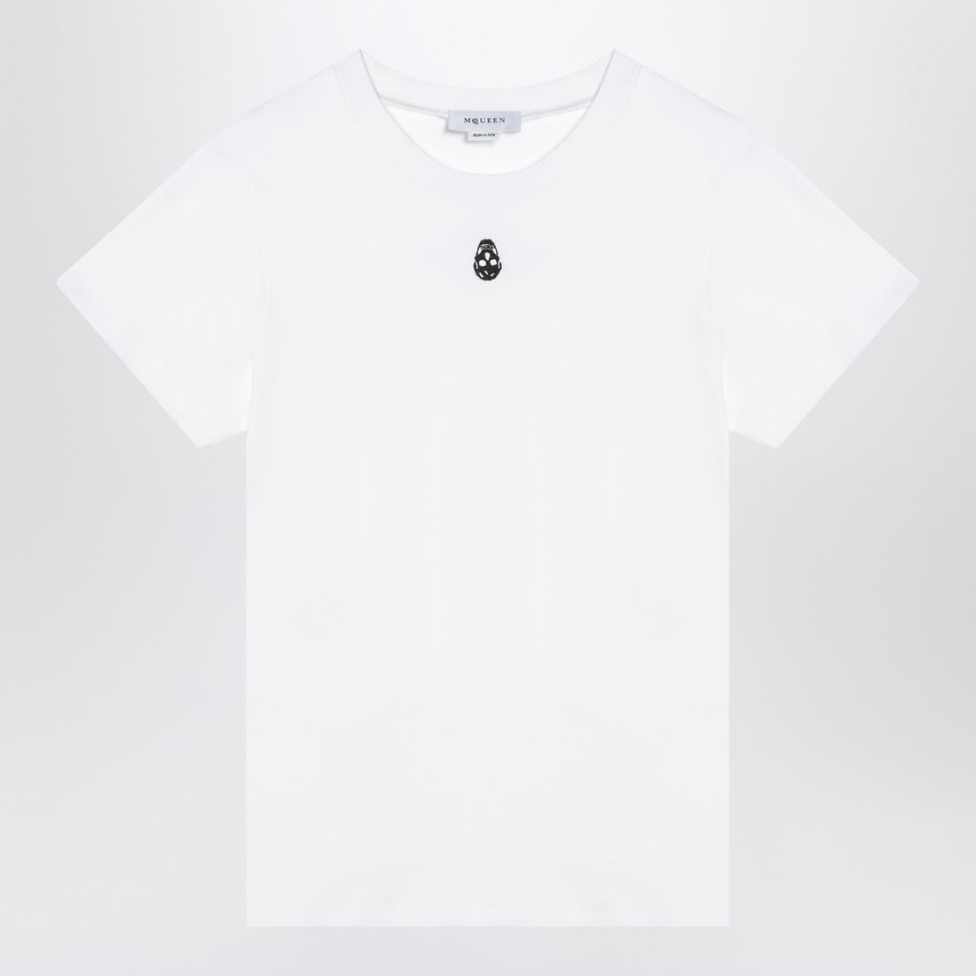 Alexander Mcqueen White Cotton T-shirt with Inverted Skull Embroidery White