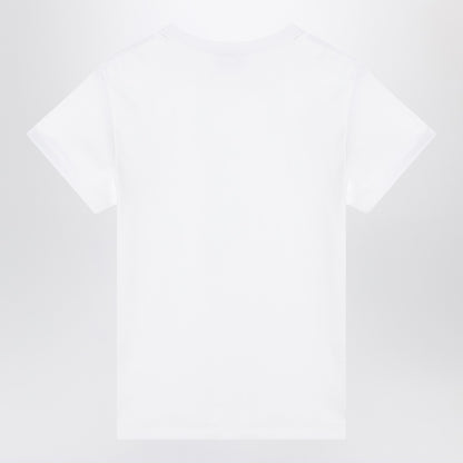 Alexander Mcqueen White Cotton T-shirt with Inverted Skull Embroidery White