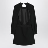 Saint Laurent Black Sable Mini Dress with Crystal-Buckle Belt Black