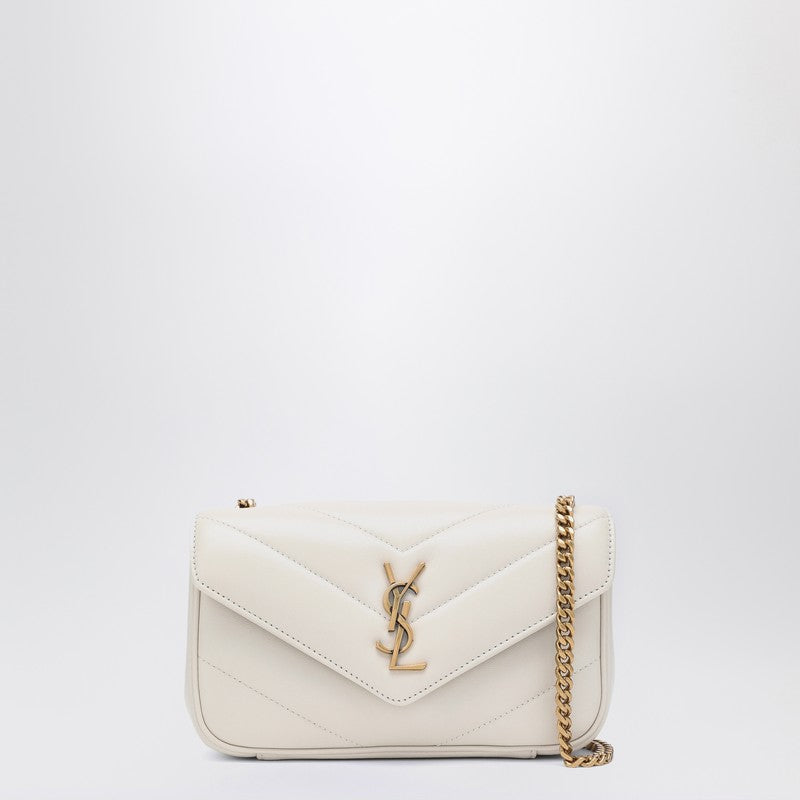 Saint Laurent LouLou Mini Cream Quilted Lambskin Crossbody Bag White