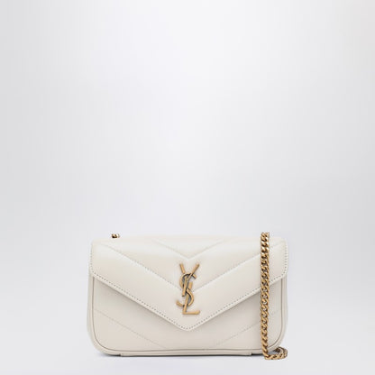 Saint Laurent LouLou Mini Cream Quilted Lambskin Crossbody Bag White