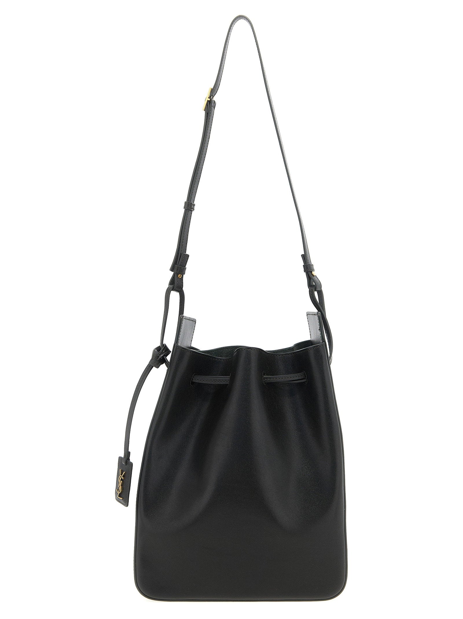 Saint Laurent Large Leather Bucket Bag Green