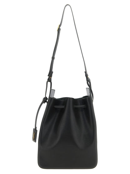 Saint Laurent Large Leather Bucket Bag Green