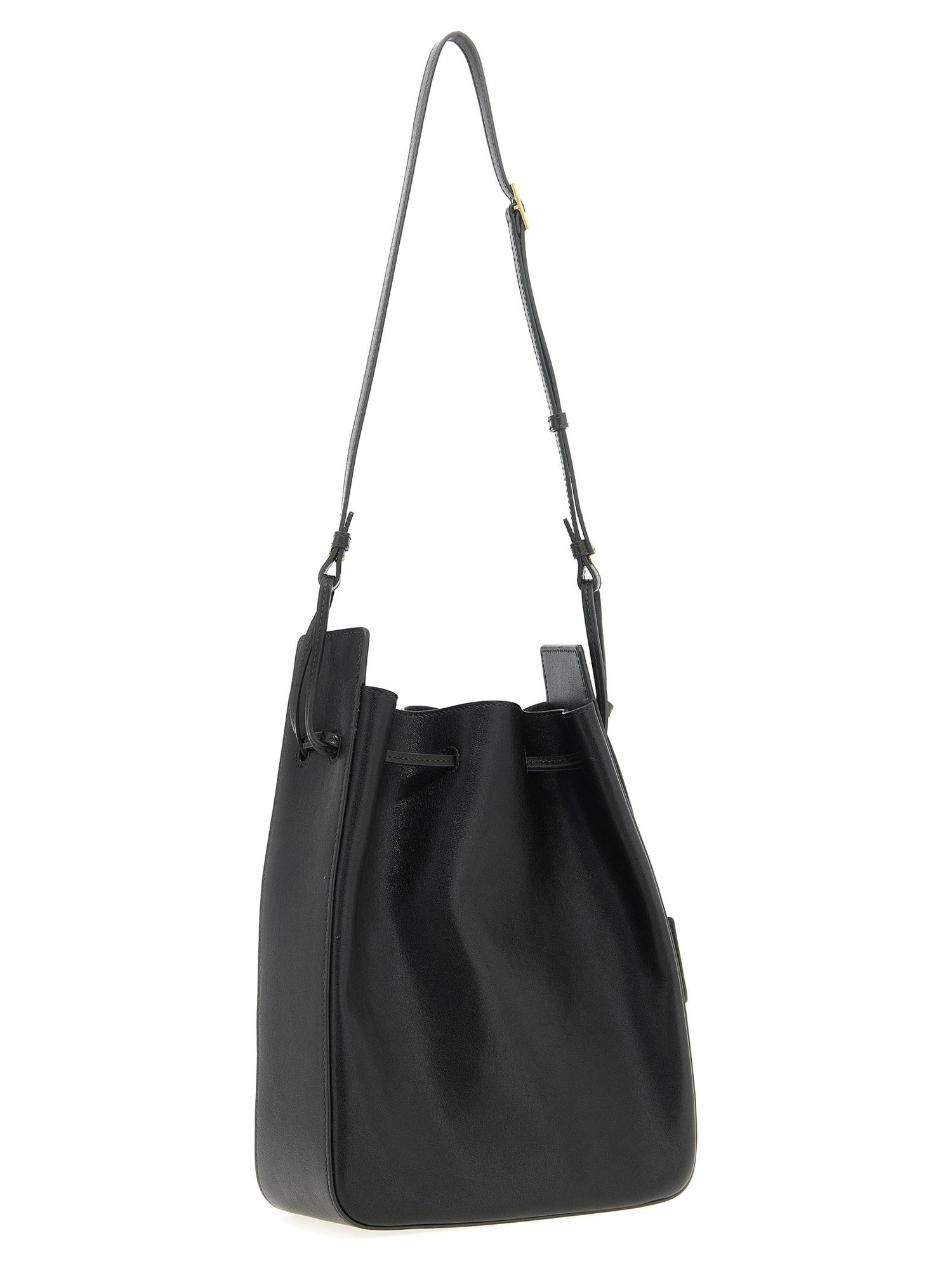 Saint Laurent Large Leather Bucket Bag Green