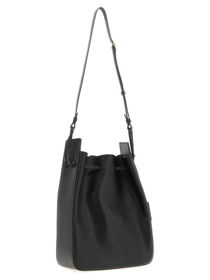 Saint Laurent Large Leather Bucket Bag Green