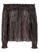 Saint Laurent Smock Stitch Blouse Multicolor